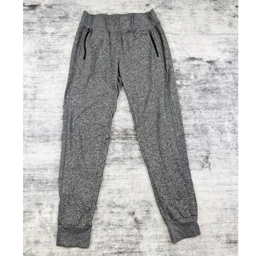 Zella Mens Grey Heathered Knit Jogger Pants Size M Zipper Pockets Athletic